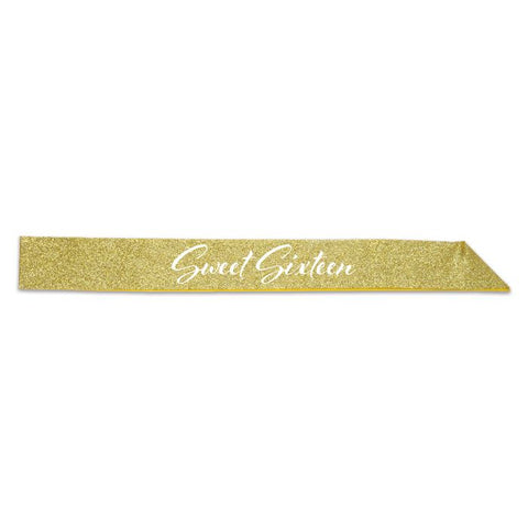 Sweet 16 gold sparkle sash