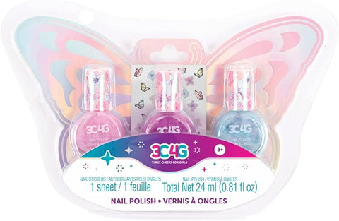 Nail Polish 3 Pack with Stickers